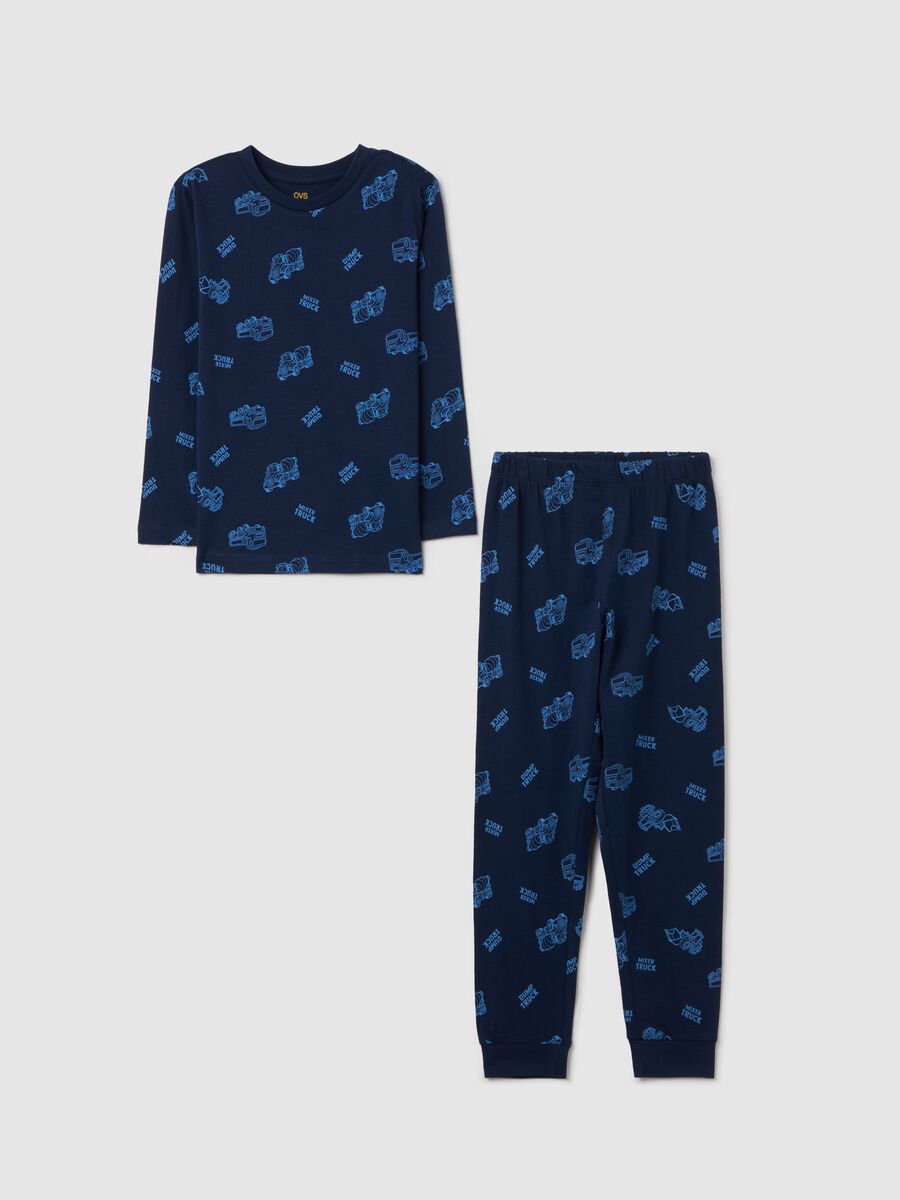 Cotton pyjamas with machinery print_0
