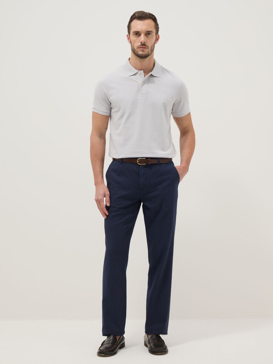 Polo a maniche corte in puro cotone grigia regular fit_2