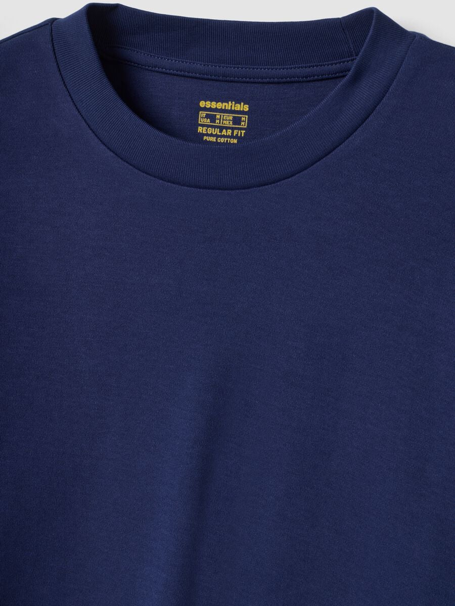 T-shirt blu in puro cotone con girocollo_1