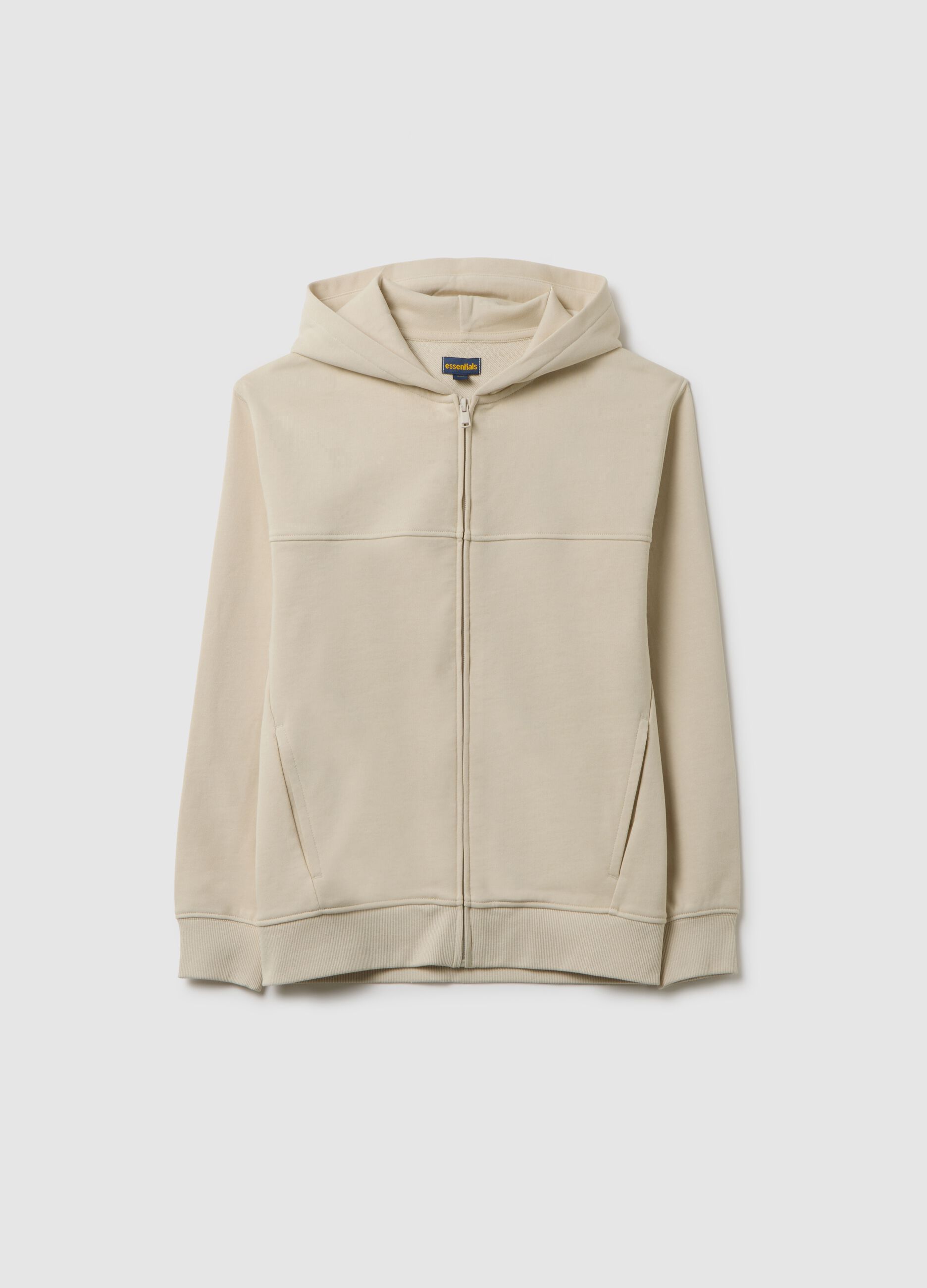 Boys' beige pure cotton hoodie regular fit
