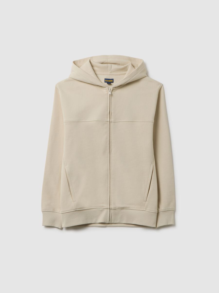 Boys' beige pure cotton hoodie regular fit_3