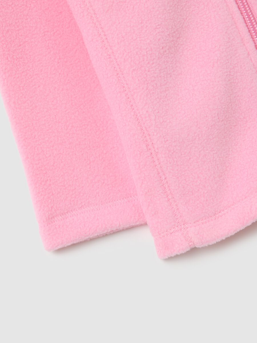 Girls' pink high-neck regular fit sweatshirt with full zip_3