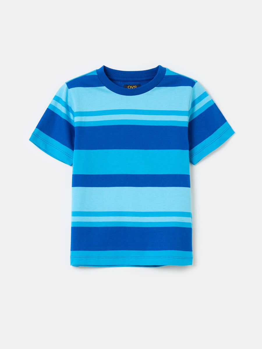 Cotton T-shirt with striped pattern_0