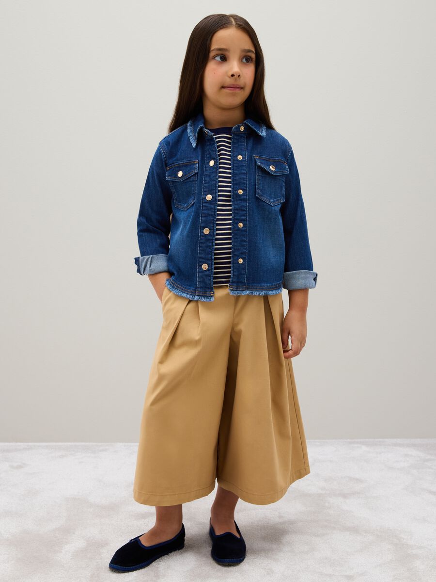 Girls' Beige Blend Wide-Leg Trousers_1