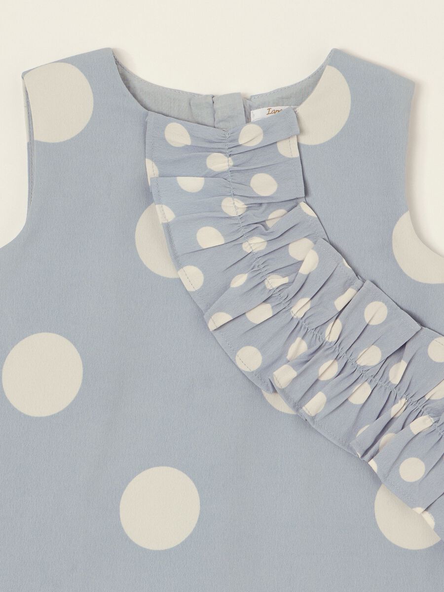 Abito azzurro a pois con volant_1