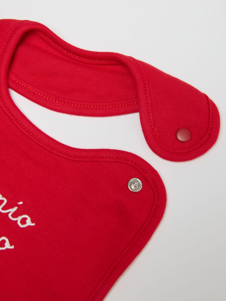Bavetta natalizia da neonato in puro cotone rossa_1