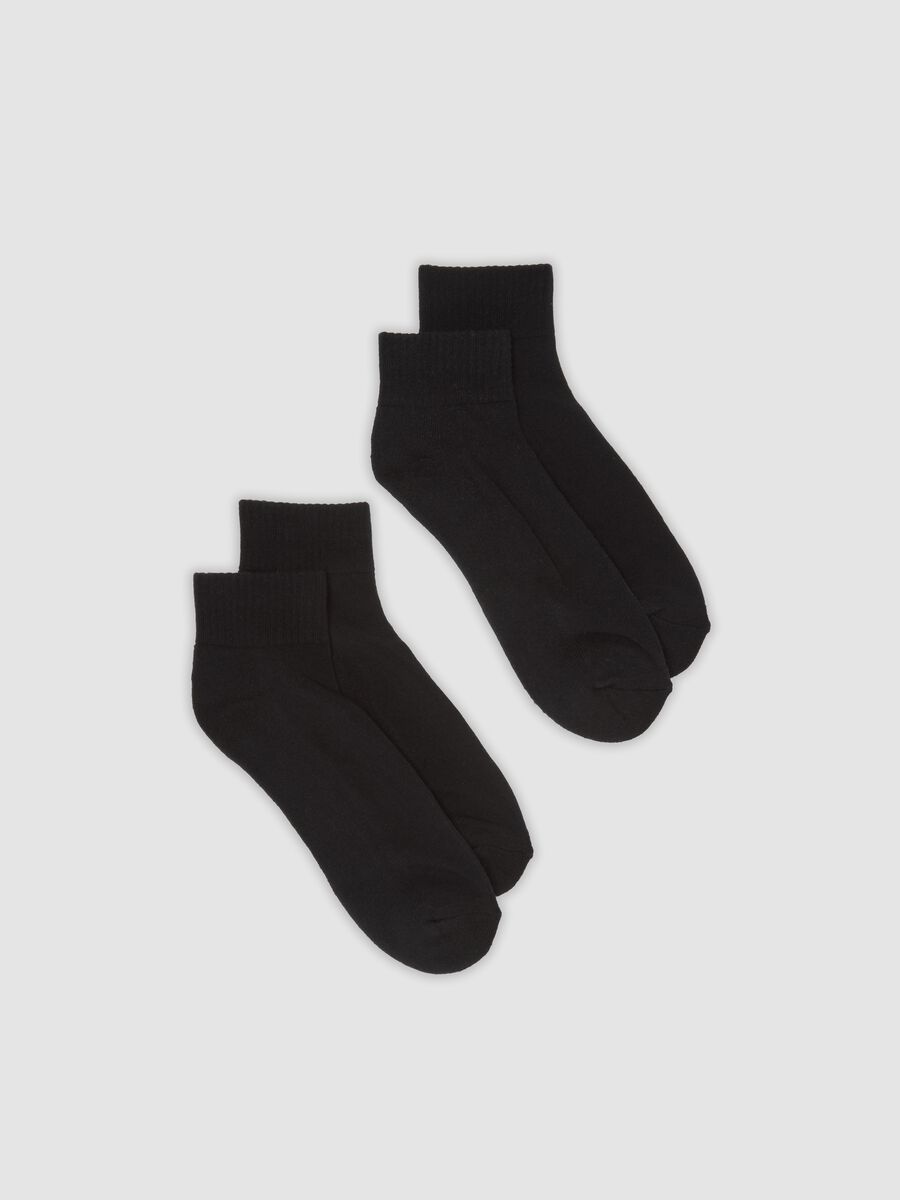 Bipack di calze sportive nere alla caviglia in cotone organico elasticizzato_0