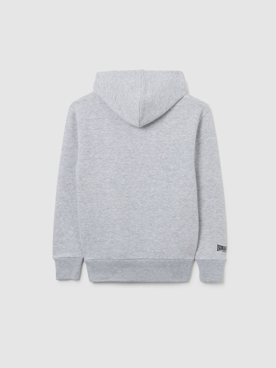 Felpa da bambino in misto cotone grigia regular fit con cappuccio_1