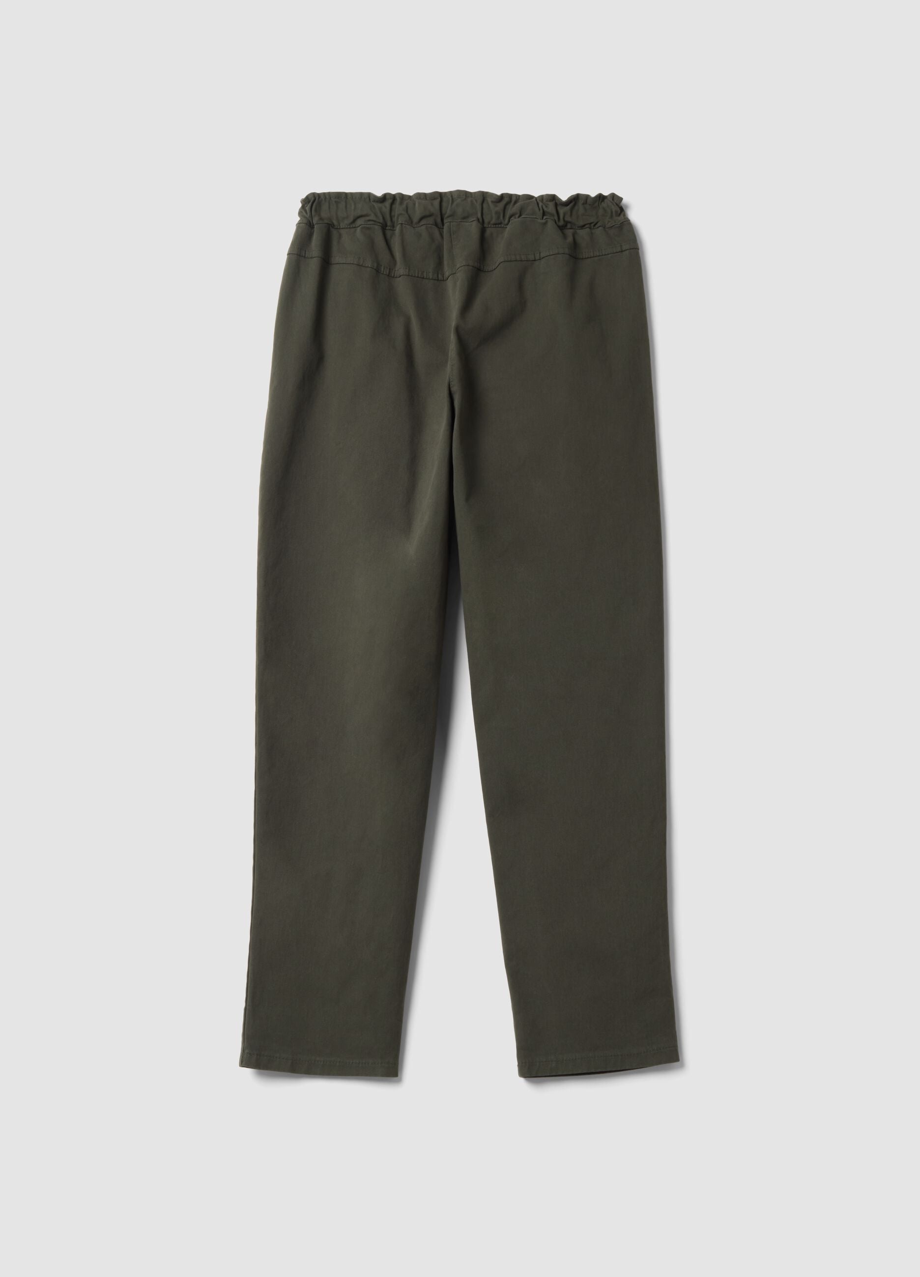 Pantaloni verdi in cotone elasticizzato regular fit