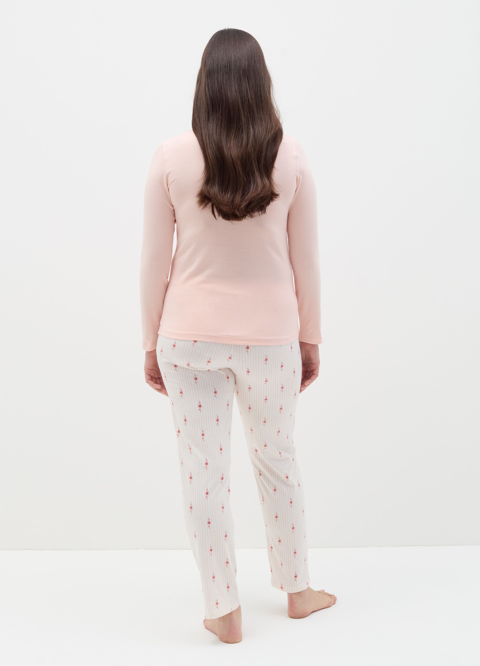 Full-length pyjamas with granddad neckline top
