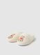 Beige Plush Slippers for Girls_1
