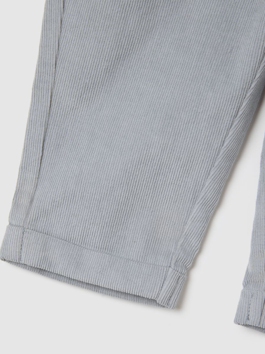 Pantaloni grigi da neonato in puro cotone a coste regular fit_3