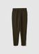 Brown cotton blend regular fit jogger trousers_4