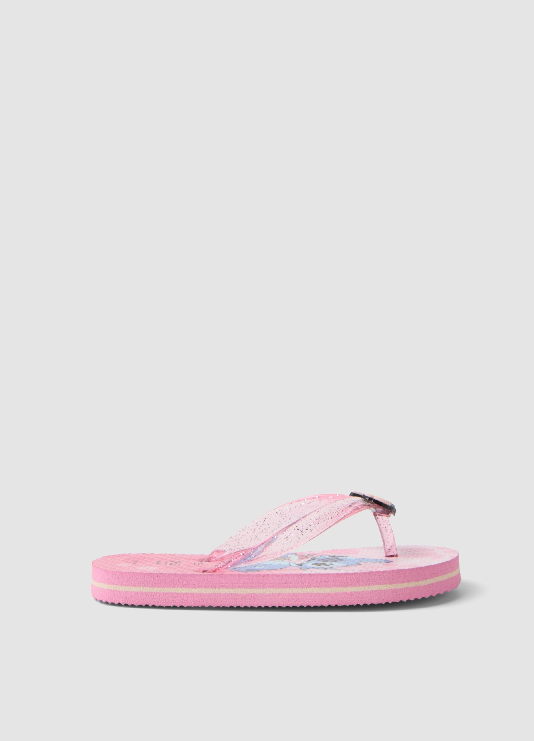 Pink Stitch print flip-flops
