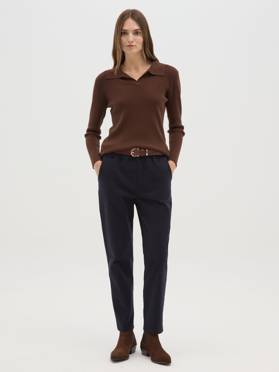 Maglia marrone a maniche lunghe regular fit_1