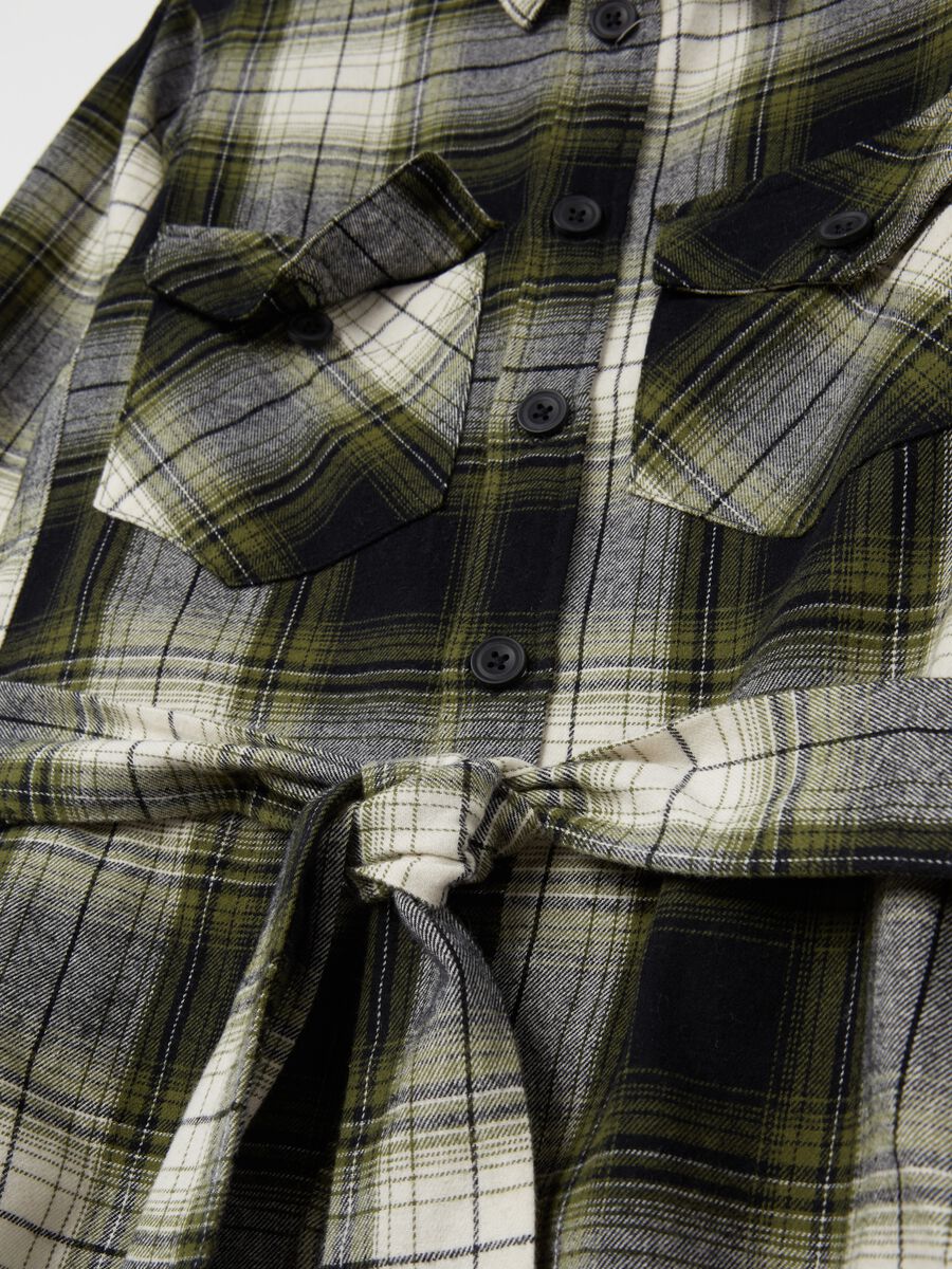 Flannel shirt dress with check pattern_5