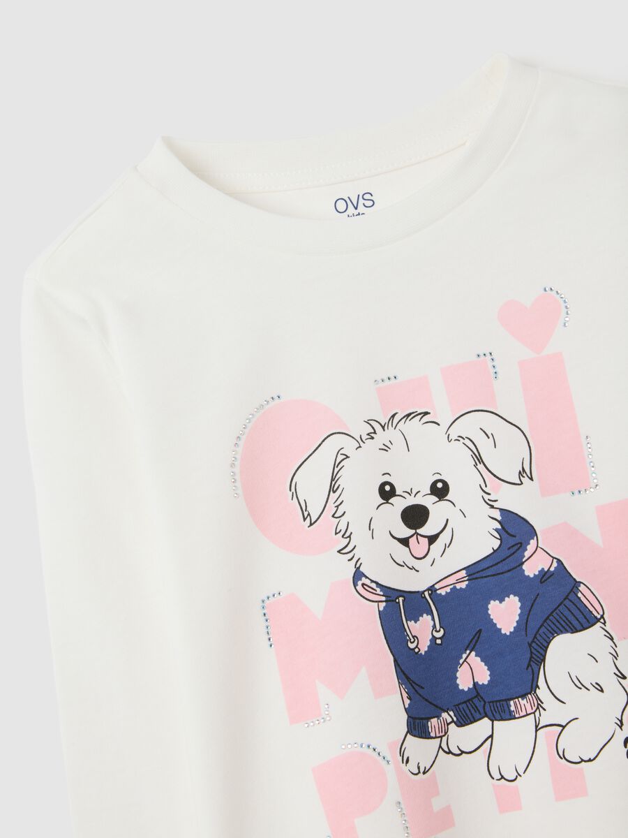 Girls' white pure cotton regular fit top with dog print_2