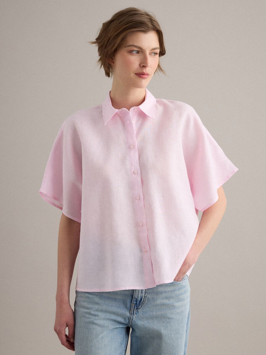 Pink pure linen regular-fit shirt_1