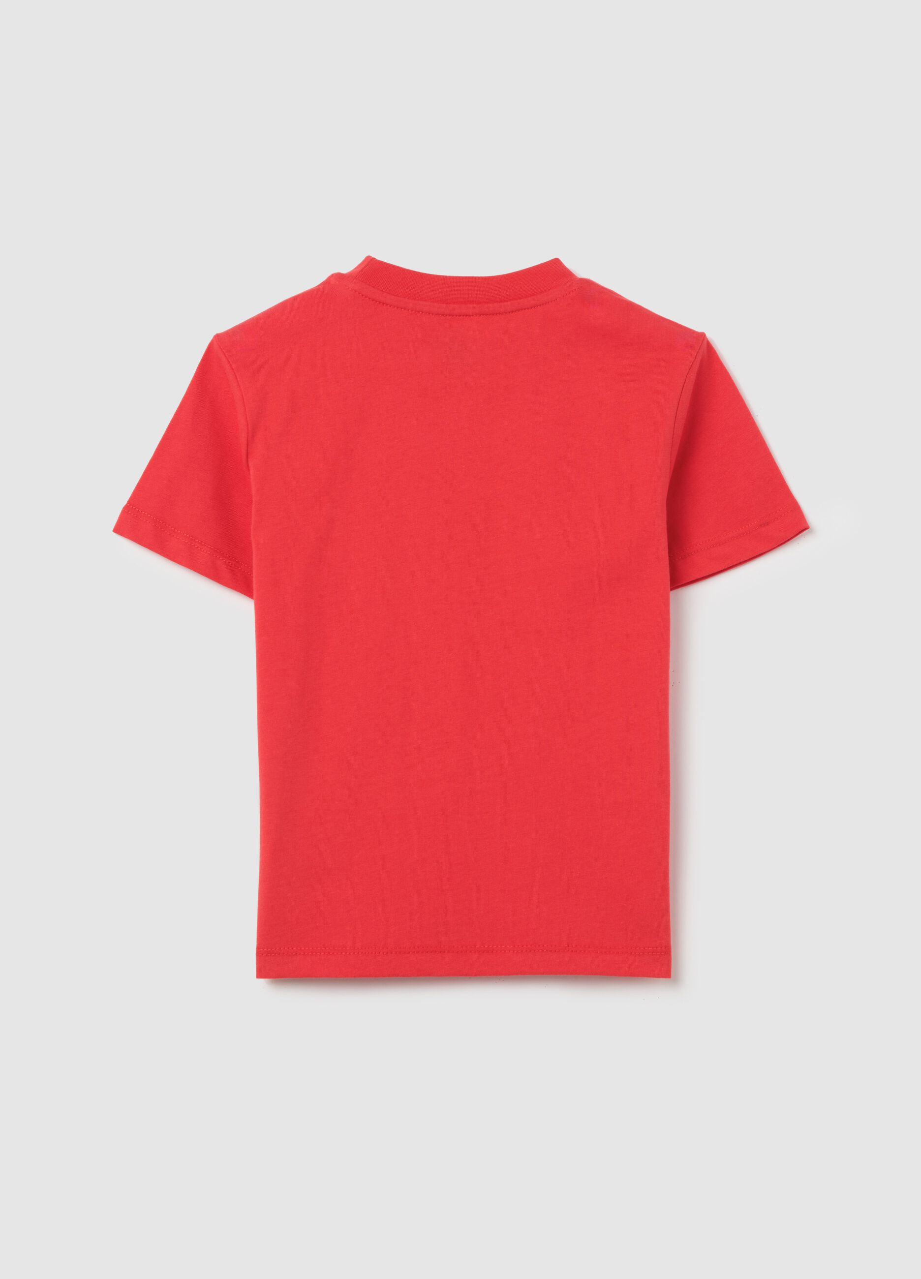 Red cotton T-shirt with round neck