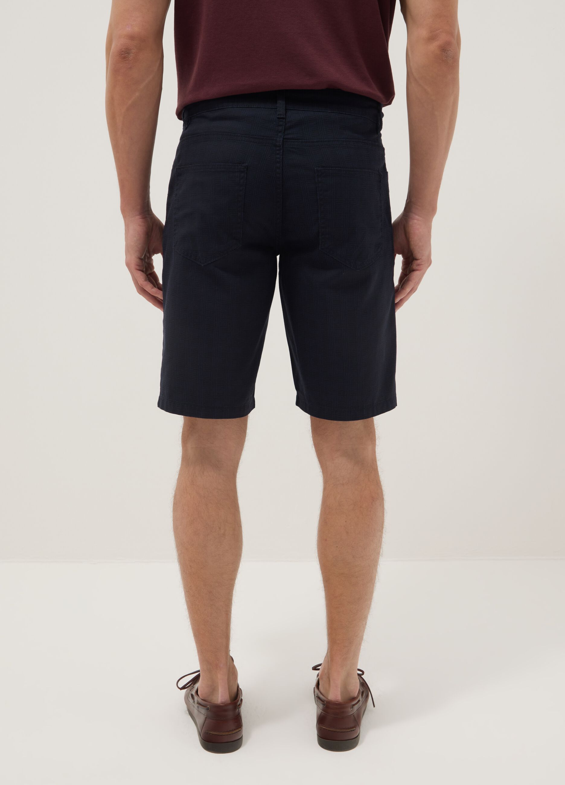 Blue regular-fit pure cotton Bermuda shorts