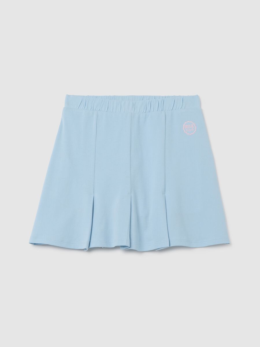 Women's blue pure cotton short skirt regular fit with pleats_4