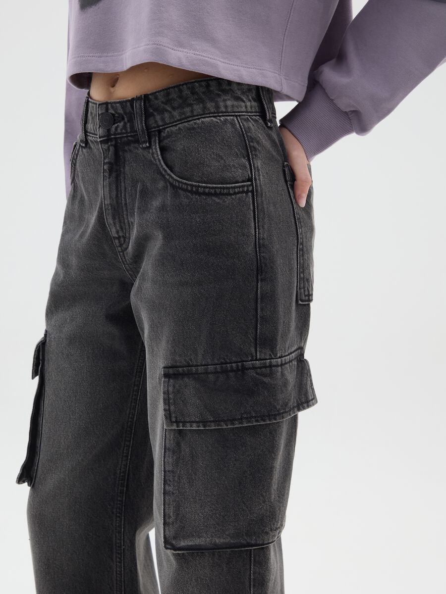 Girls' black pure cotton relaxed fit trousers_2