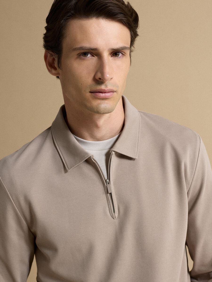 Polo grigia in misto cotone piquet elasticizzato Easy dry regular fit_2