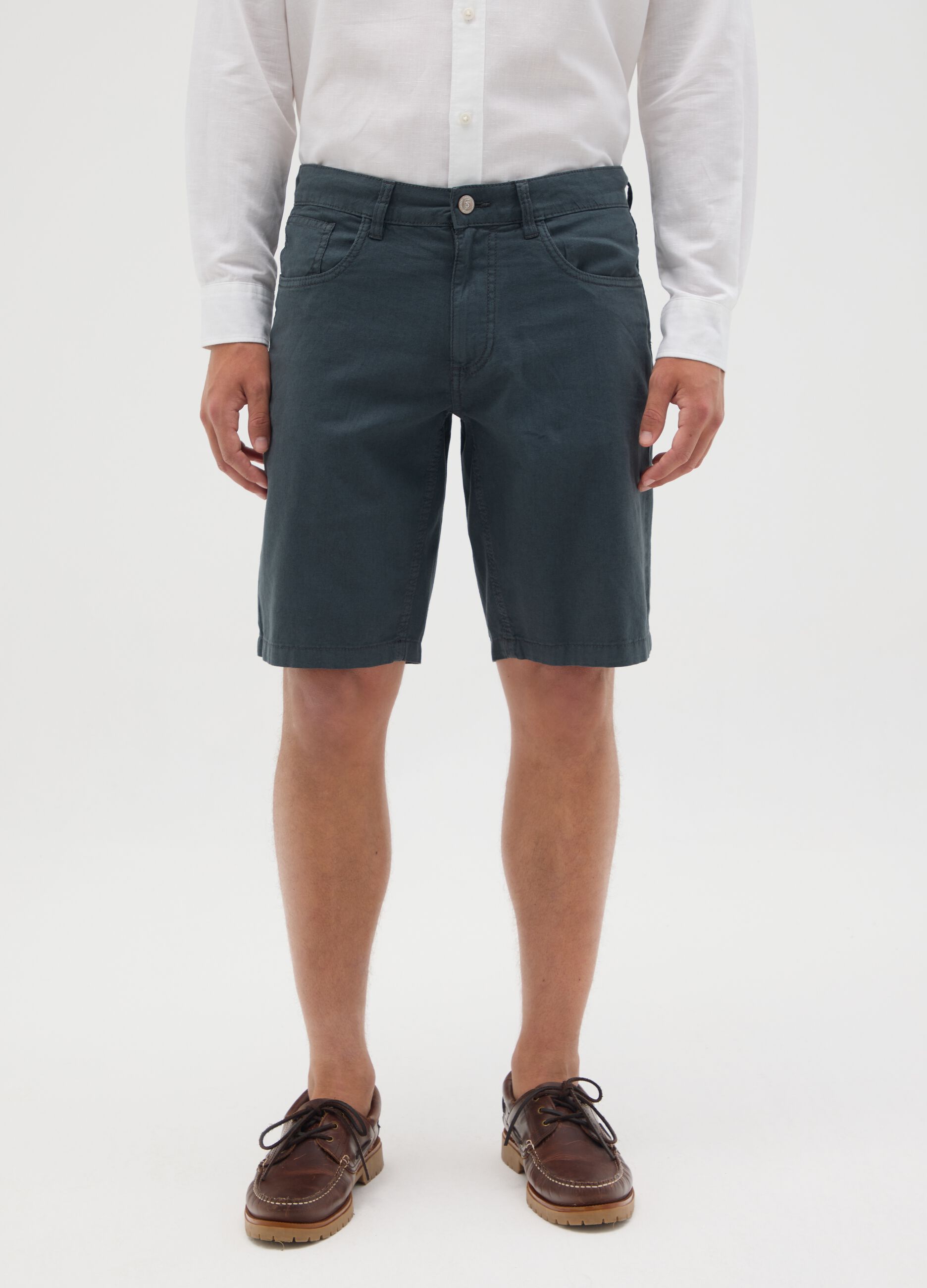 Shorts da uomo in cotone blu regular fit