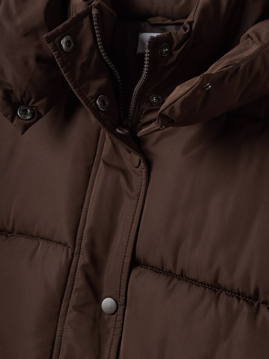Brown oversized padded hooded puffer jacket_1