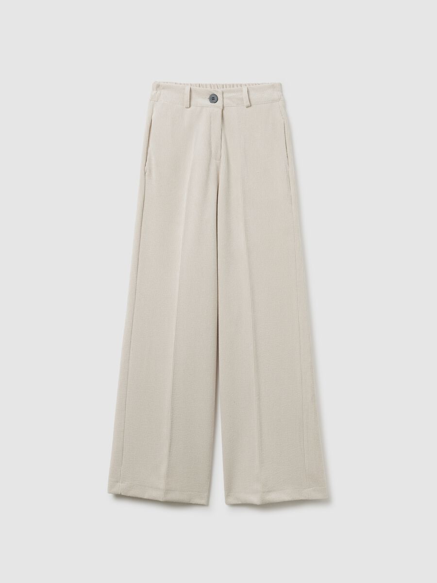 Pantaloni beige regular fit a coste_0