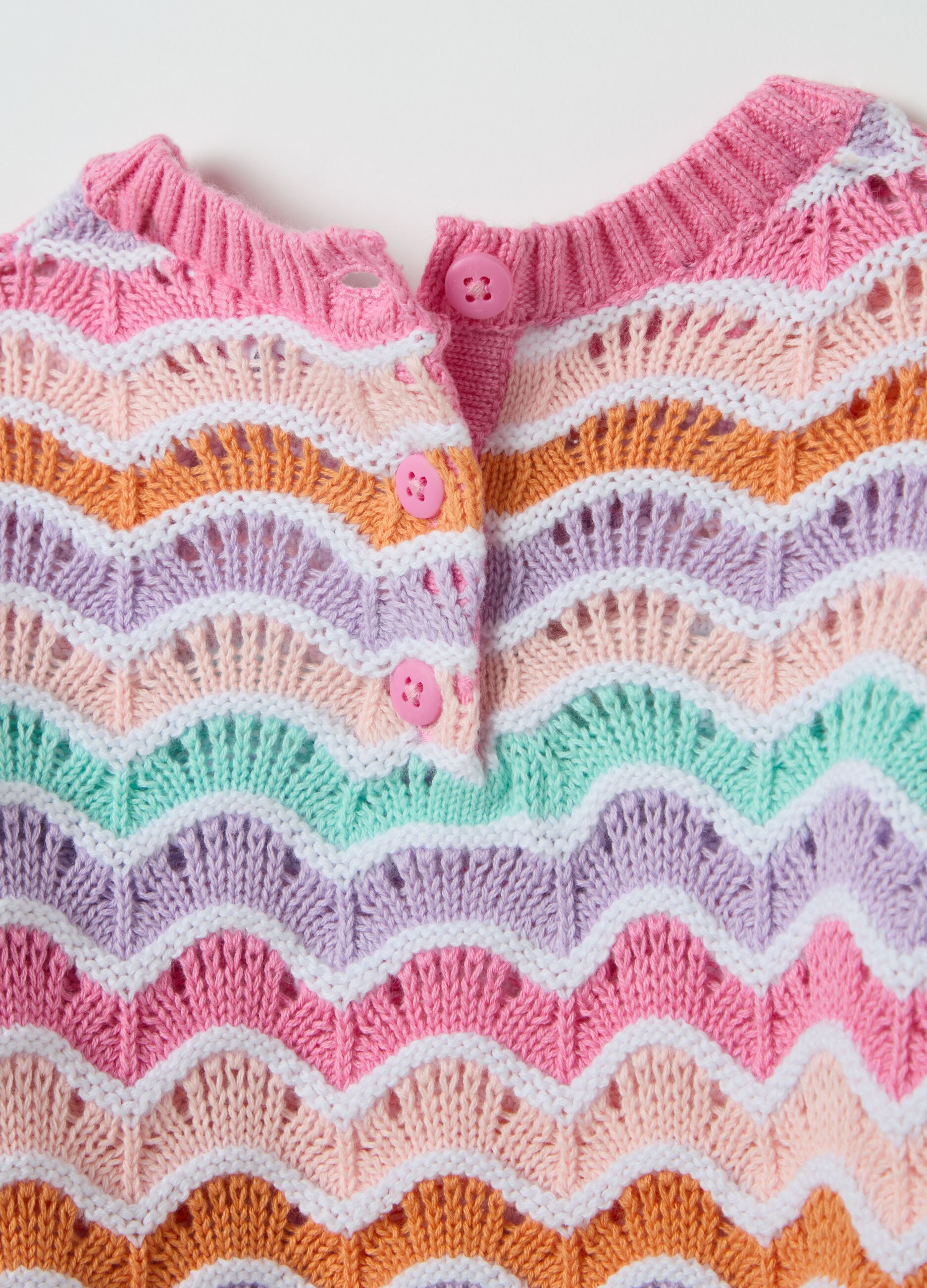Cotton pullover with openwork design