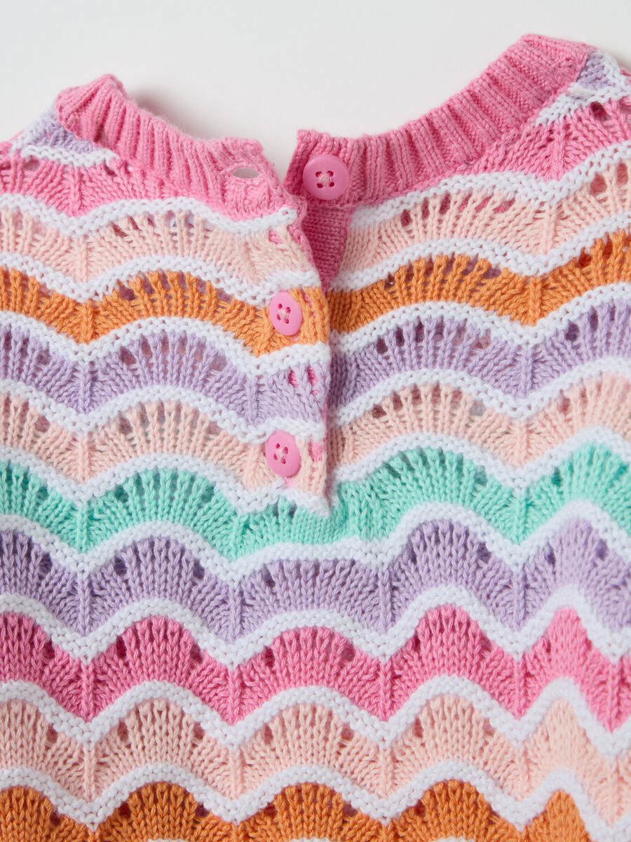 Pullover in cotone con lavorazione traforata _3