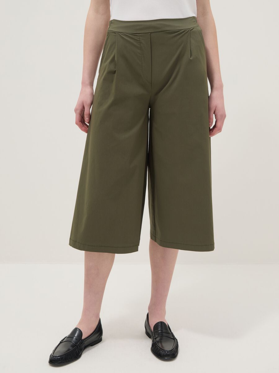 Regular fit green stretch viscose blend jogger trousers_1