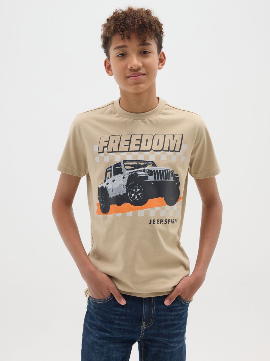 T-shirt da bambino in puro cotone beige regular fit_0