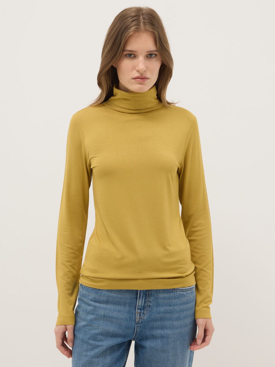 Yellow crew neck long-sleeve regular fit jumper_0