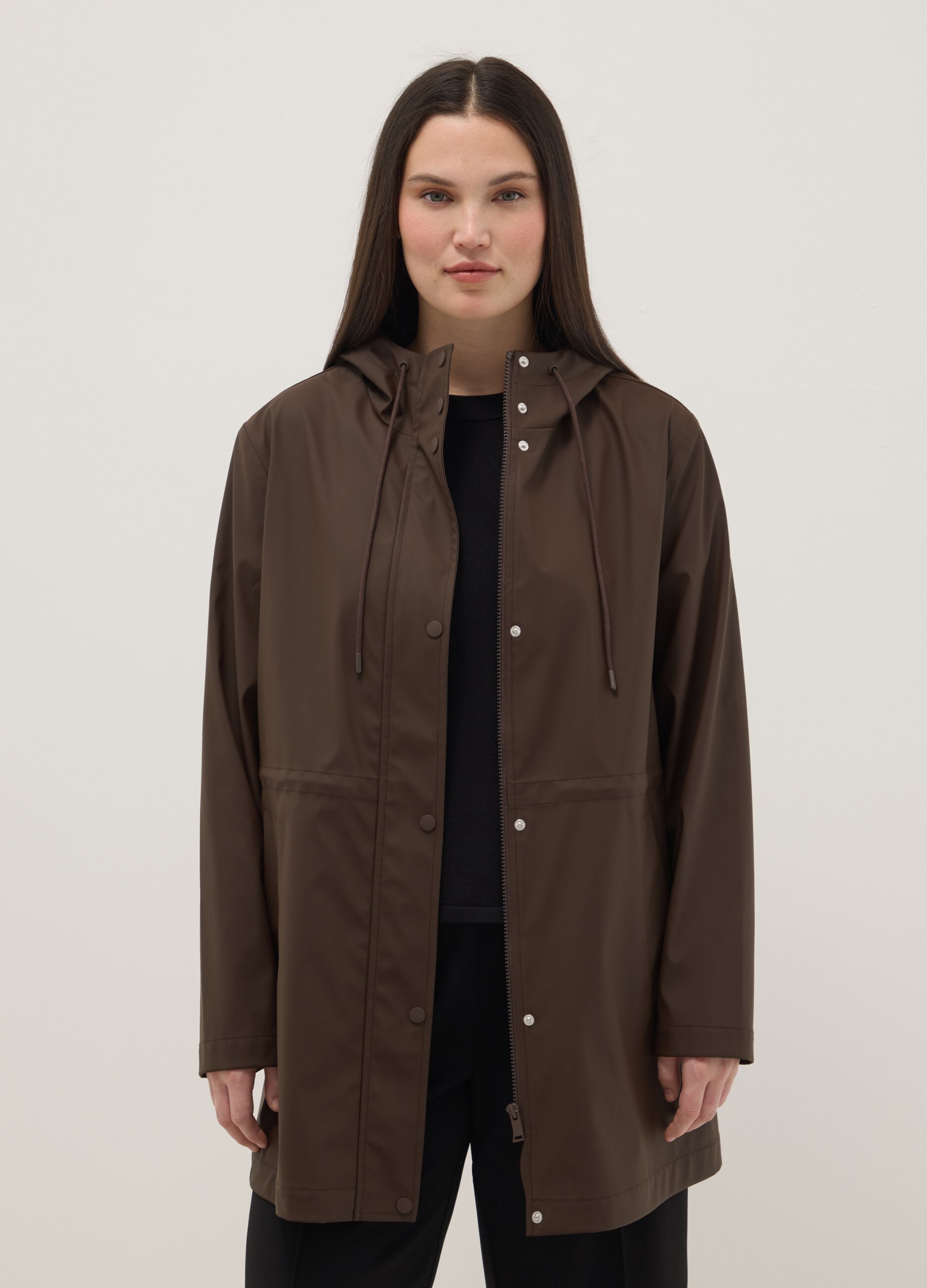 Brown rain jacket regular fit with hood