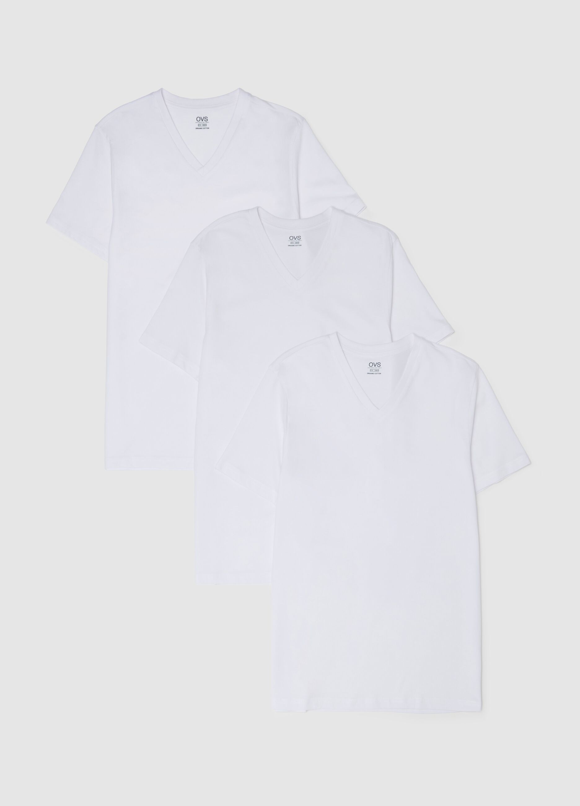 Three-pack organic cotton undershirts with V neck