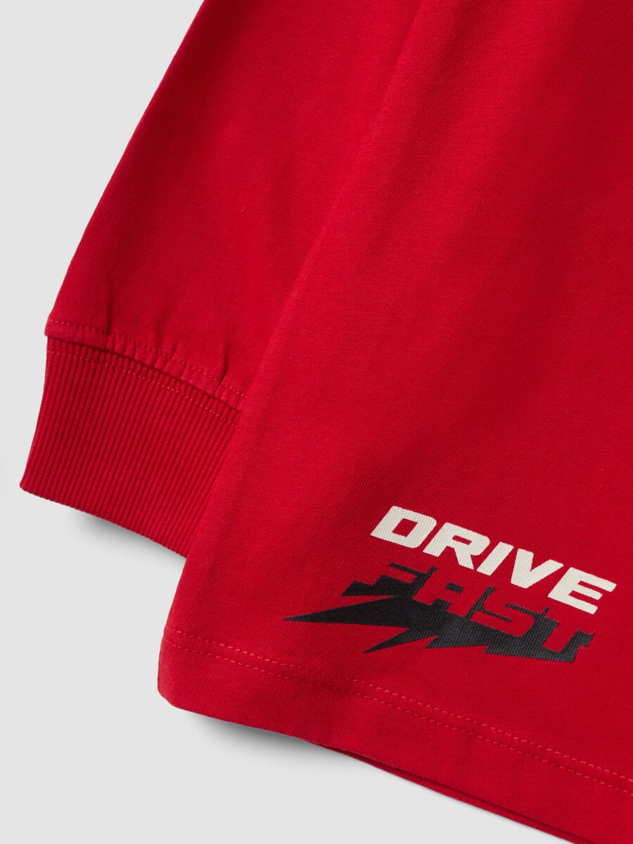 Red pure cotton crew-neck T-shirt with Top Speed print_3