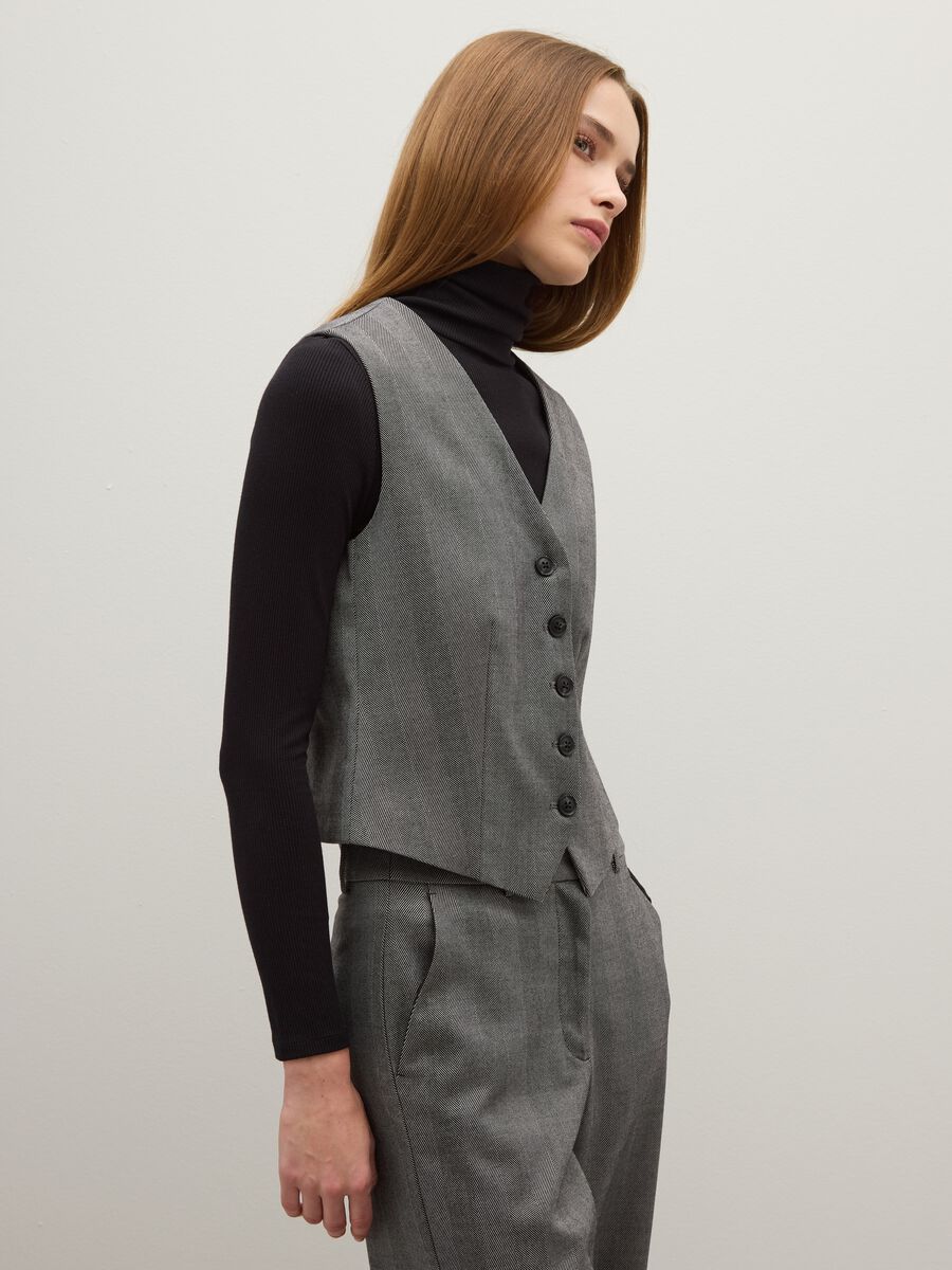 Grey regular fit waistcoat with buttons_1