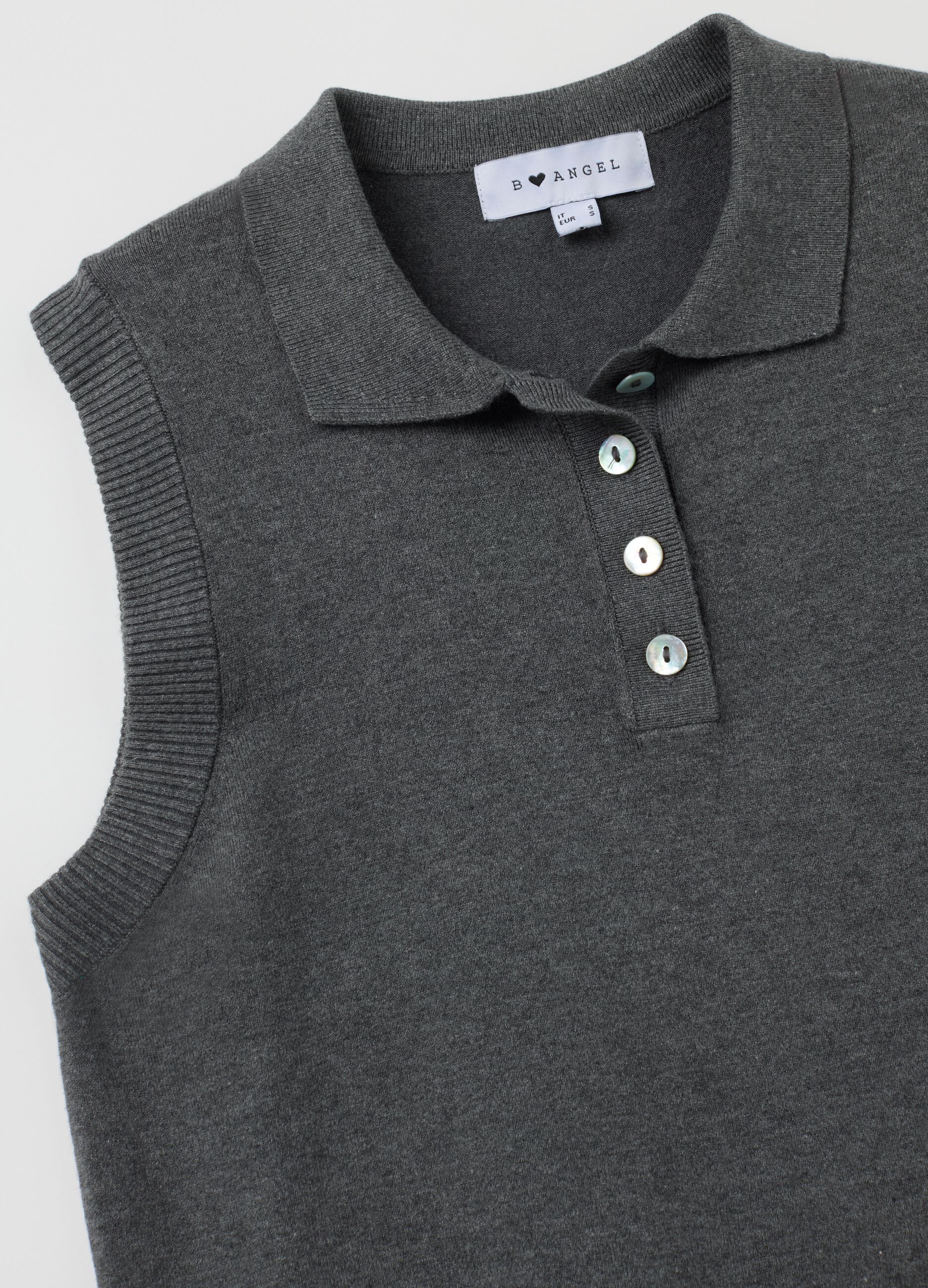 Maglia smanicata da donna in misto viscosa grigia
