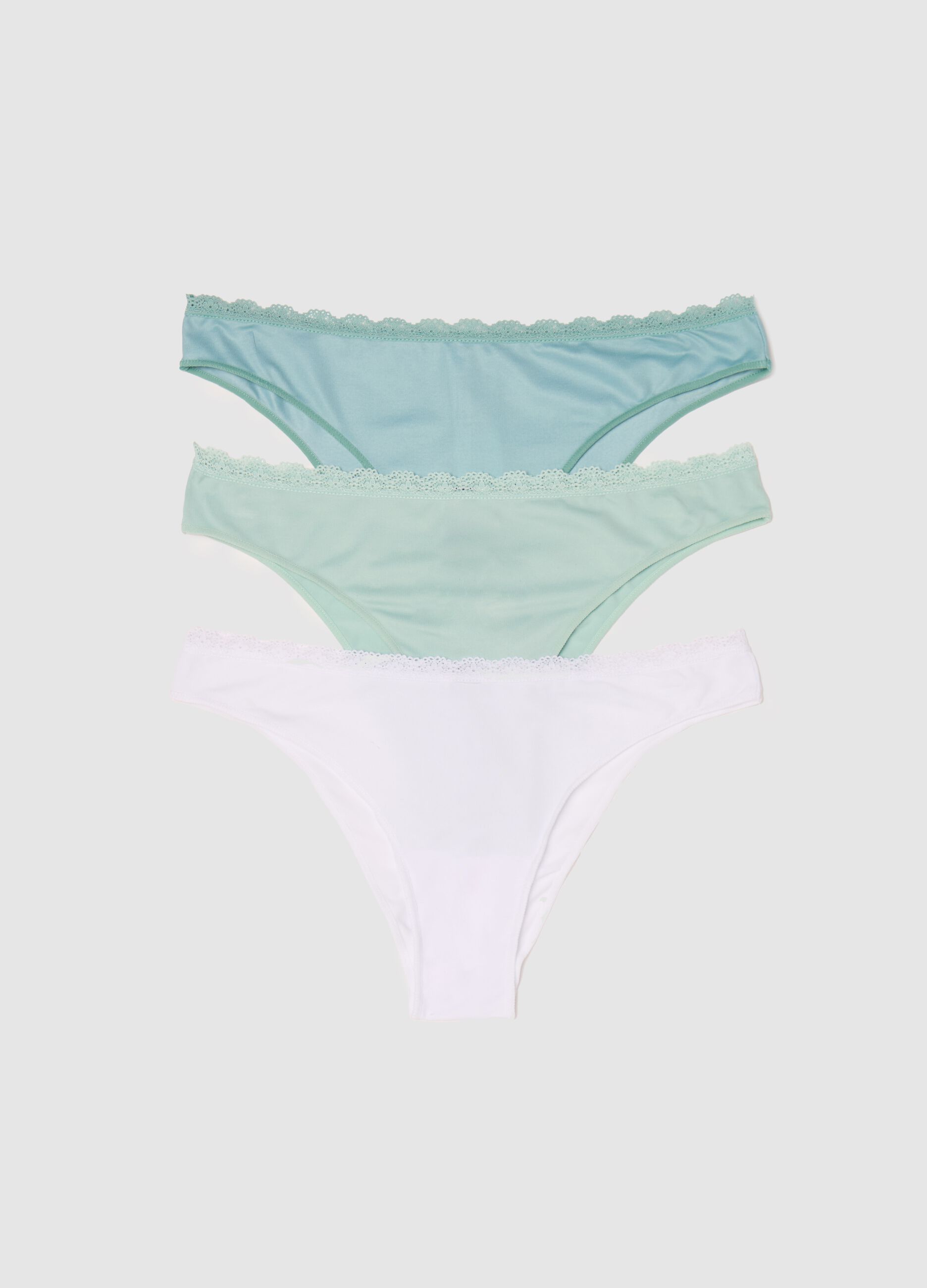 Three-pack Brazilian-cut briefs with lace