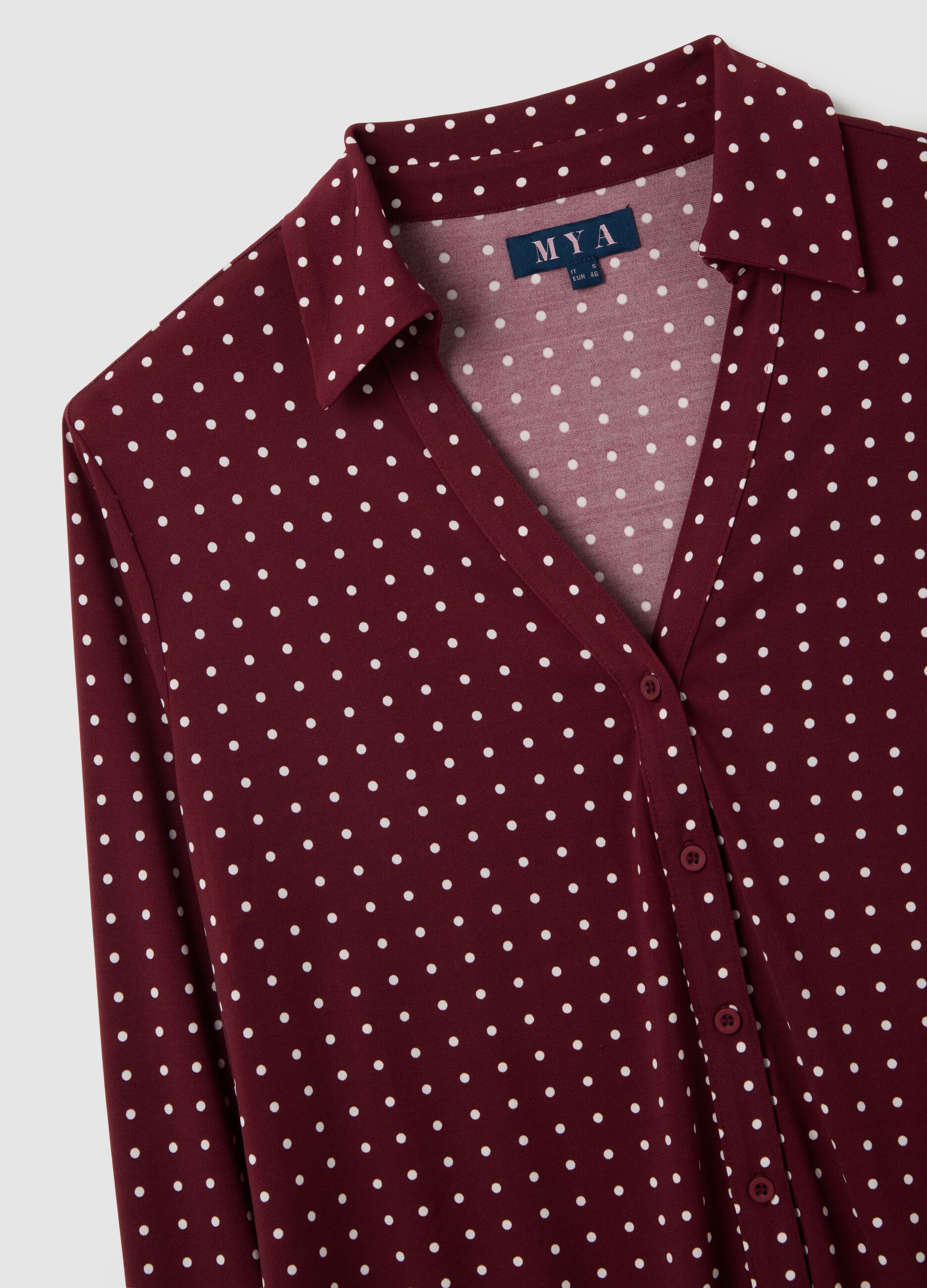 Burgundy Long Sleeve T-Shirt with Collar