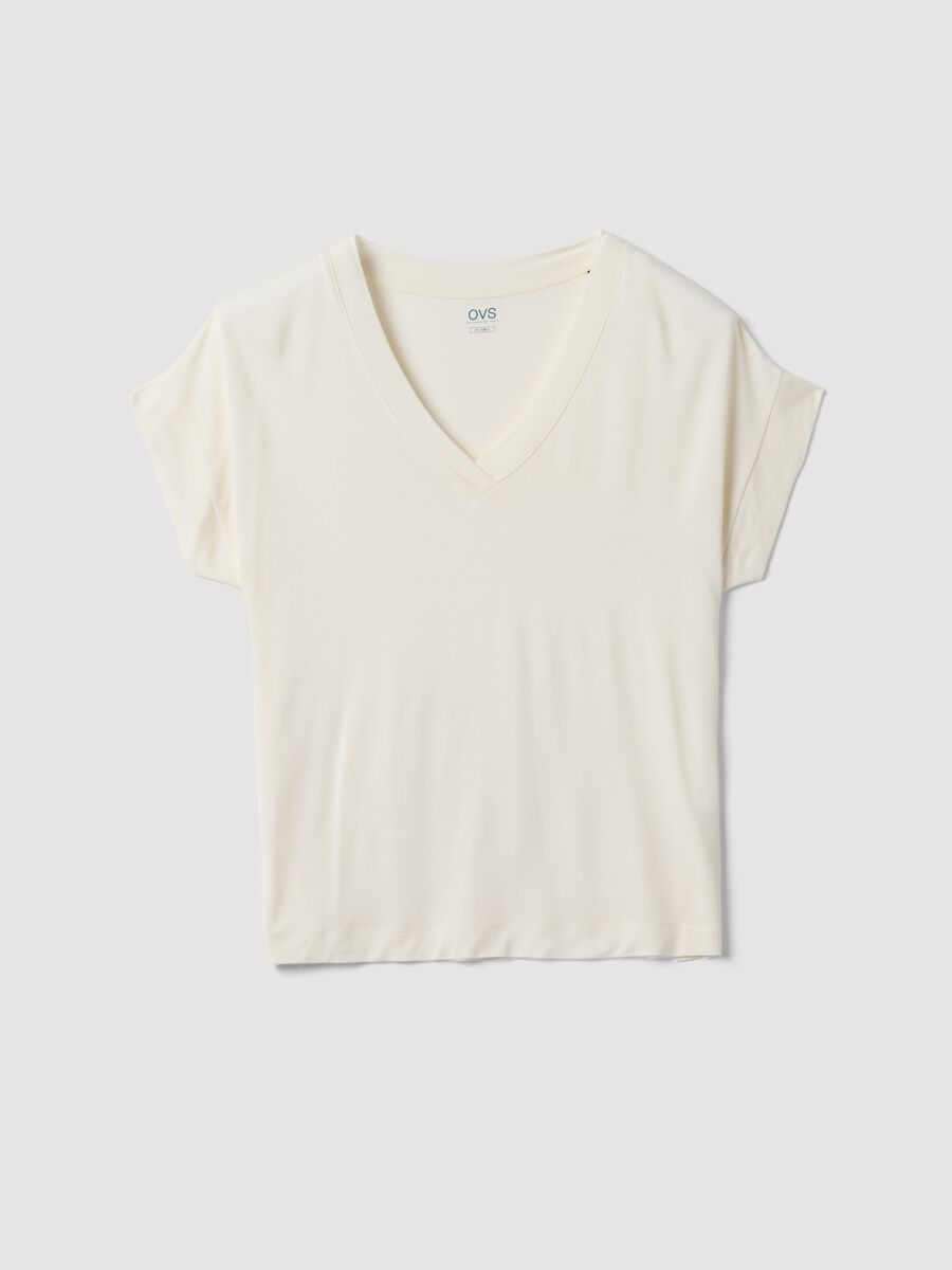 T-shirt bianca in viscosa elasticizzato regular fit_4