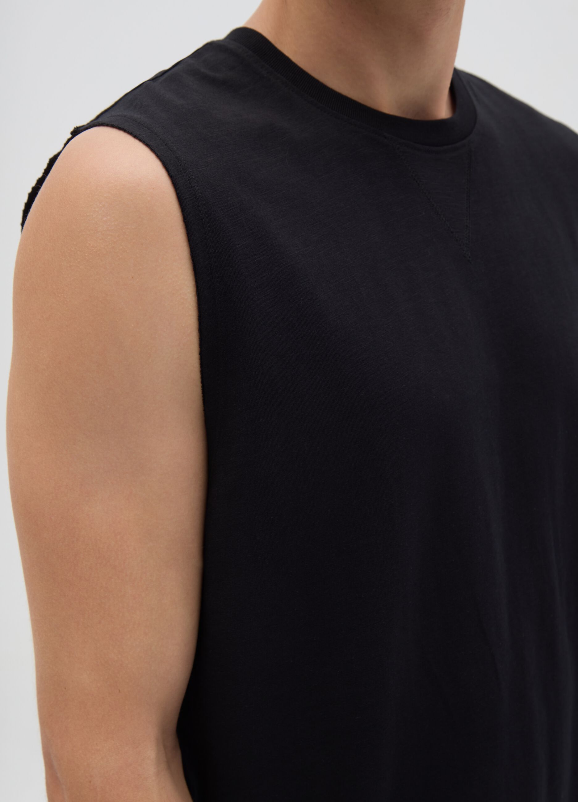 Men's black pure cotton vest regular fit