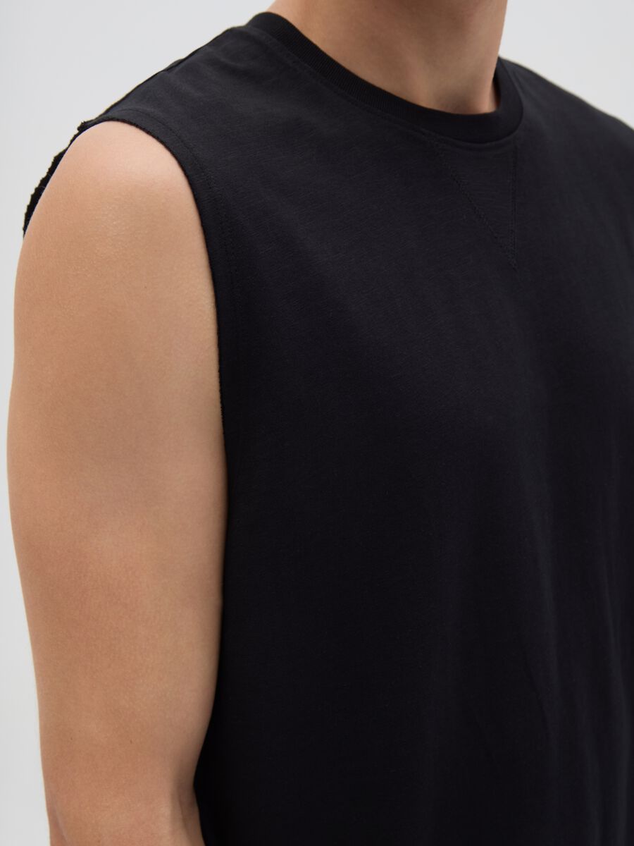 Men's black pure cotton vest regular fit_2