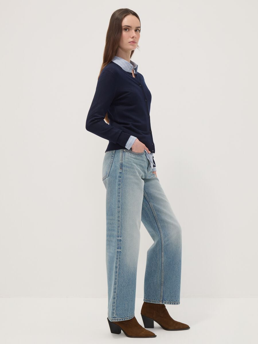 Regular fit blue cardigan with buttons_1