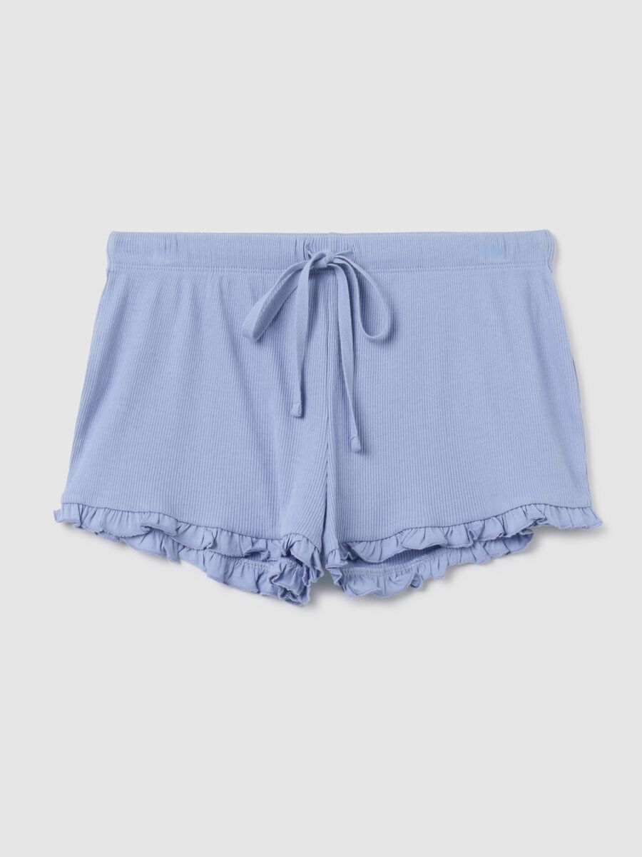 Shorts in puro cotone azzurri con volant_4