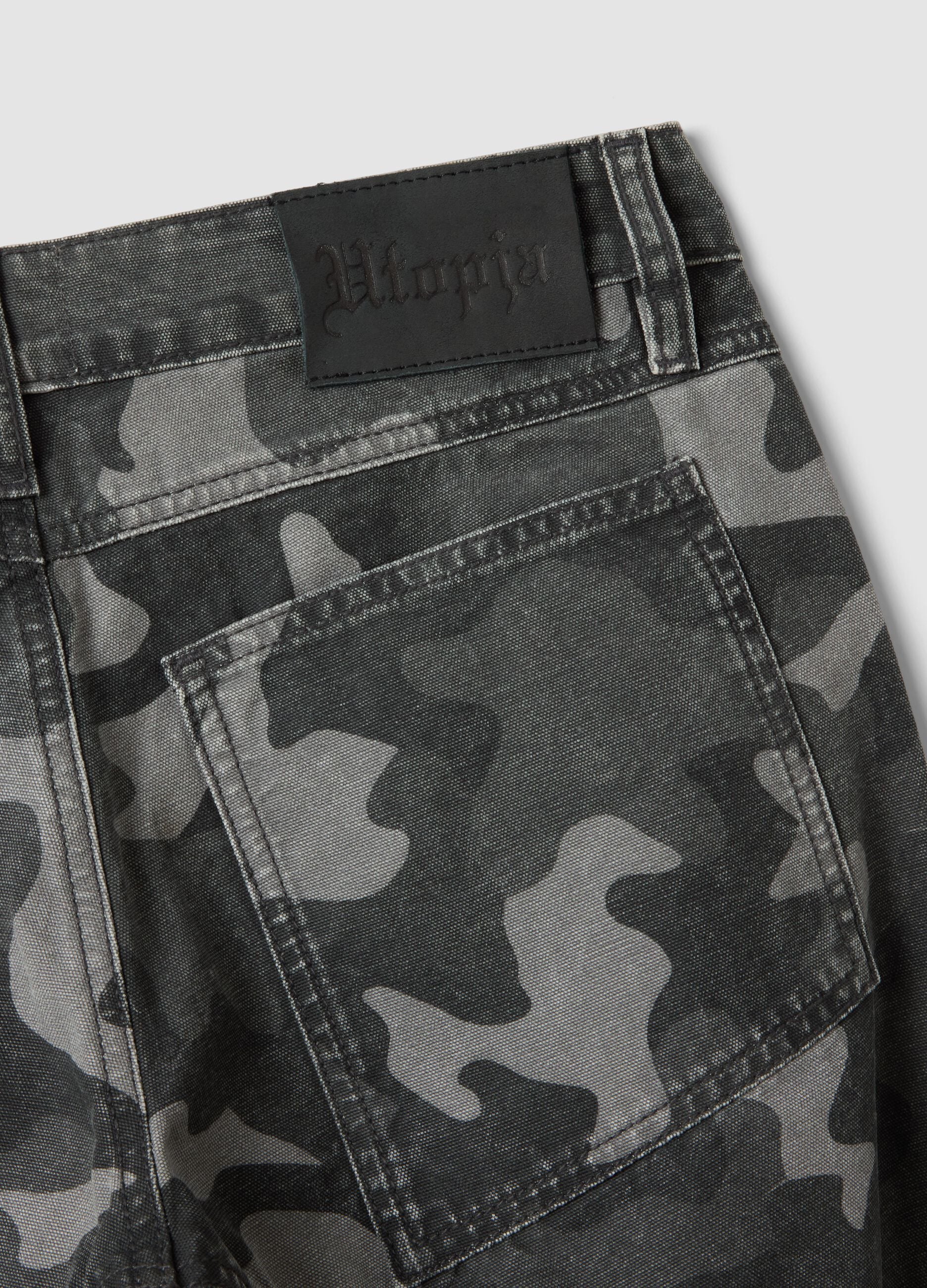 Wide Leg Denim Dark Camo