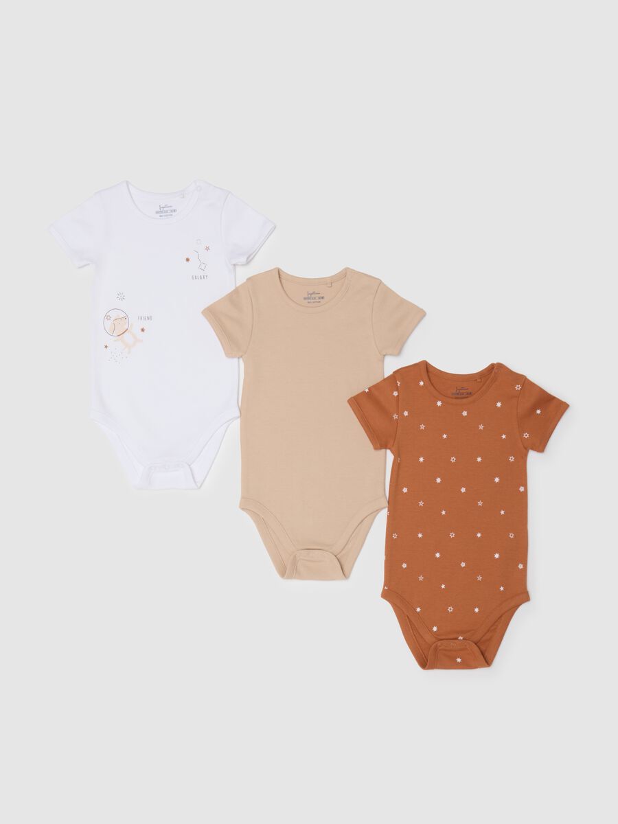 Kids' Tripack Bodysuits in Pure Organic Multicolor Cotton_0