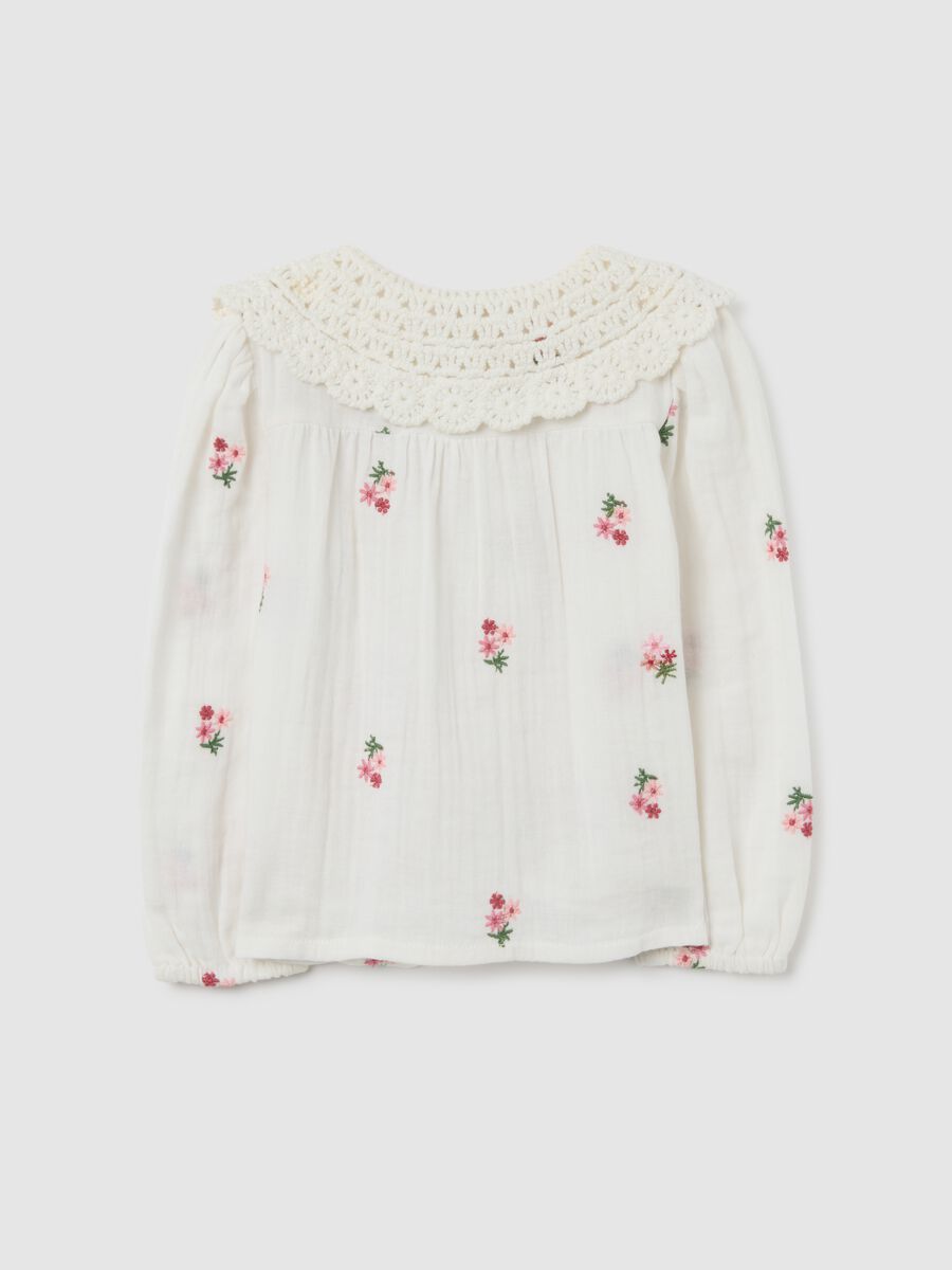 White girl's pure cotton shirt regular fit with flowers_1